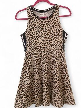 PINK Victoria’s Secret Leopard Print Skater Dress Racerback Cheetah Fit Flare M